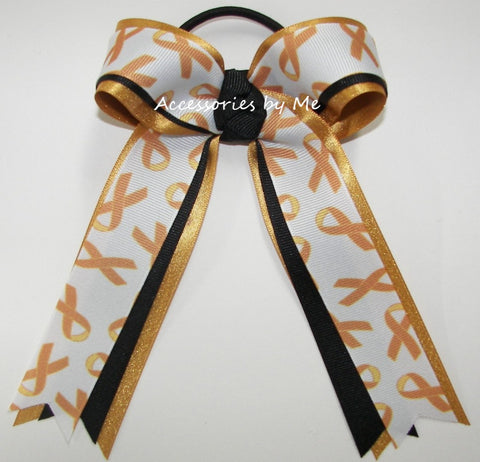 Childhood Cancer Gold Black Ponytail Bow