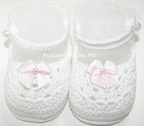 White Mary Jane Crochet Booties