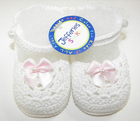 White Mary Jane Crochet Booties