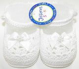 White Mary Jane Crochet Booties