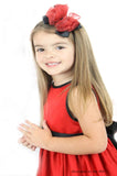 Red Black Organza Satin Hair Bow