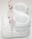 White Crochet Booties Side View