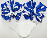 Korkers Electric Blue White Cheer Bow Socks