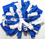 Korker Electric Royal Blue White Cheer Bow