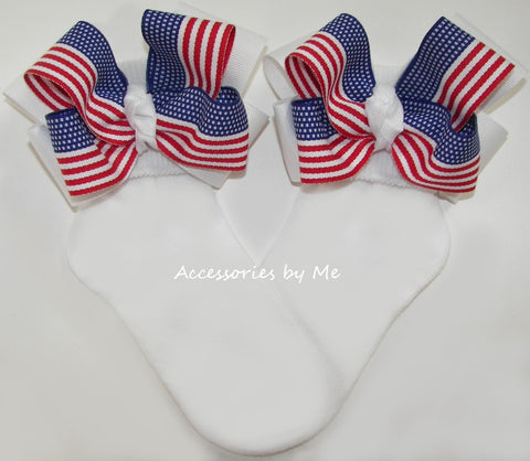 Patriotic USA Flag Bow Socks