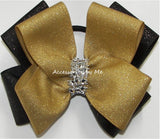 Glitter Gold Black Cheer Bow