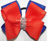 Glitter Orange Royal Blue Cheer Bow