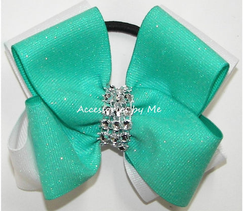 Glitter Tropic White Cheer Bow