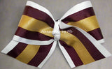 Glitter Maroon White Gold Cheer Bow