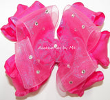 Glitz Pageant Organza Ruffle Hair Bow