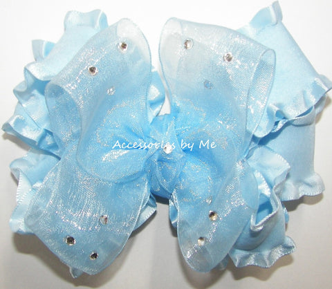 Glitz Pageant Organza Ruffle Hair Bow