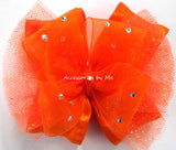 Glitzy Orange Organza Tutu Ruffle Hair Bow