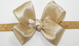 Gold Bow with Gold Skinny Headband