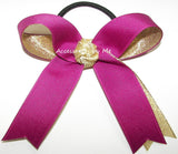 Festive Fuchsia Gold Metallic Ponytail Bow
