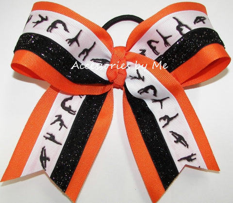 Gymnastics Orange Black Hair Bow