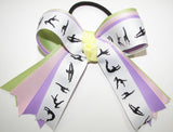 Gymnastics Light Pink, Lavender, Celadon Green & Yellow Ponytail Bow