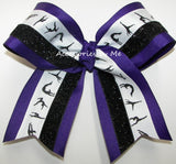 Gymnastics Purple Black Glitter Cheer Style Hair Bow