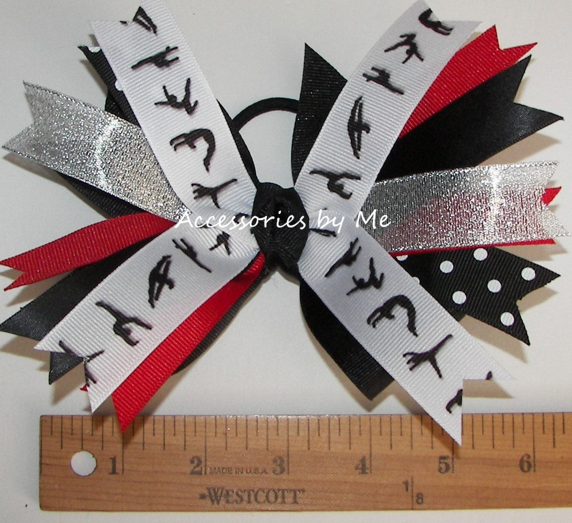 Gymnastics Red Black Silver Pinwheel Bow, Gymnastics Red Pinwheel Bows ...