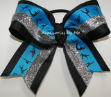 Gymnastics Red Black Silver Hair Bow