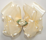 Ivory Organza Satin Floral Bow Socks