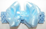 Light Blue Organza Satin Bow Socks