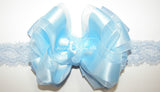Light Blue Organza Satin Bow Socks