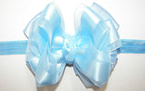 Light Blue Organza Satin Bow Socks