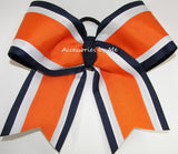 Orange White Navy Blue Big Cheer Bow