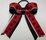 Pw Print Red White Black Ponytail Bow