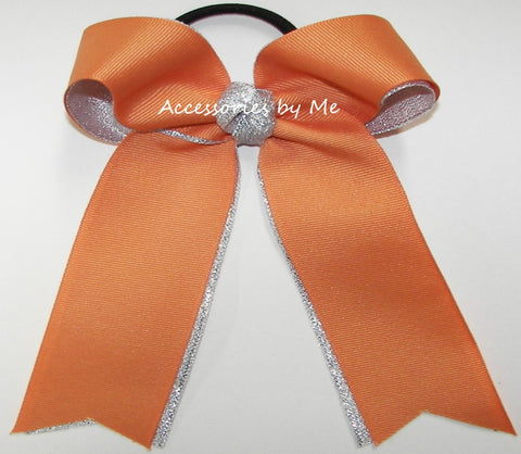 Pumpkin Pie Silver Metallic Ponytail Bow