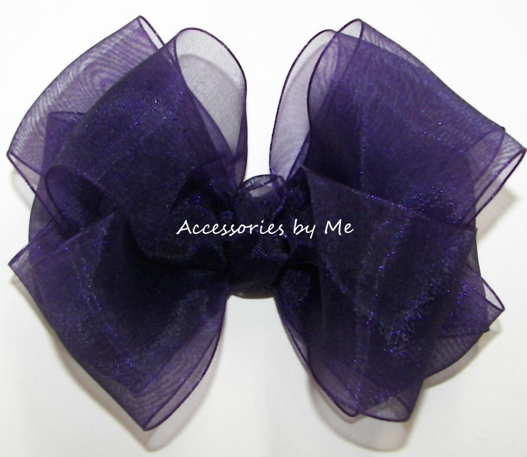 Purple Organza Hair Bow