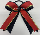 Sparkly Red Black Silver Ponytail Bow