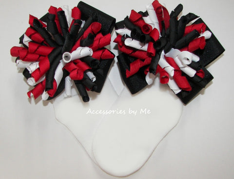 Korkers Red White Black Cheer Bow Socks