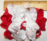 Red White Ruffle Hair Bow