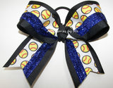Softball Black Roya Glitter Hair Bow