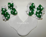 St. Patrick's Day Shamrock Ruffle Bow Socks