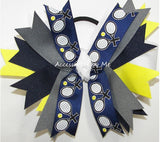 Tennis Navy Blue Grey Neon Yellow White Pinwheel Ponytail Bow