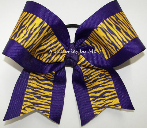 Tigers Purple Yellow Gold Cheer Bow