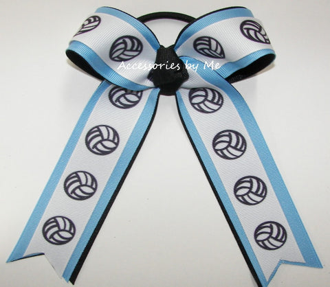Volleyball Blue Black Ponytail Bow