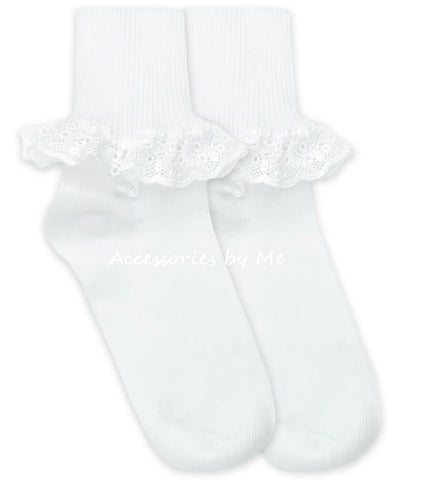 White Chantilly Lace Trim Socks