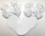 Baptism White Organza Satin Bow Socks - Accessories by Me