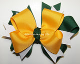 Yellow Gold White Forest Green Cheer Bow