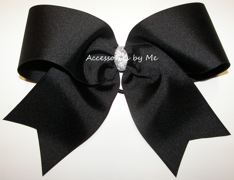 White Cheer Bow for Girls Large Hair Bows with Clip Holder Ribbon