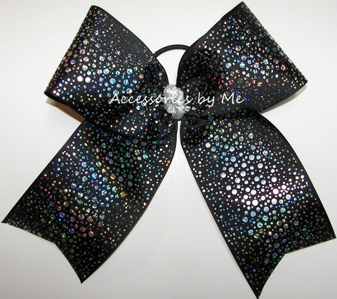 Glitzy Black Holographic Foil Big Cheer Bow