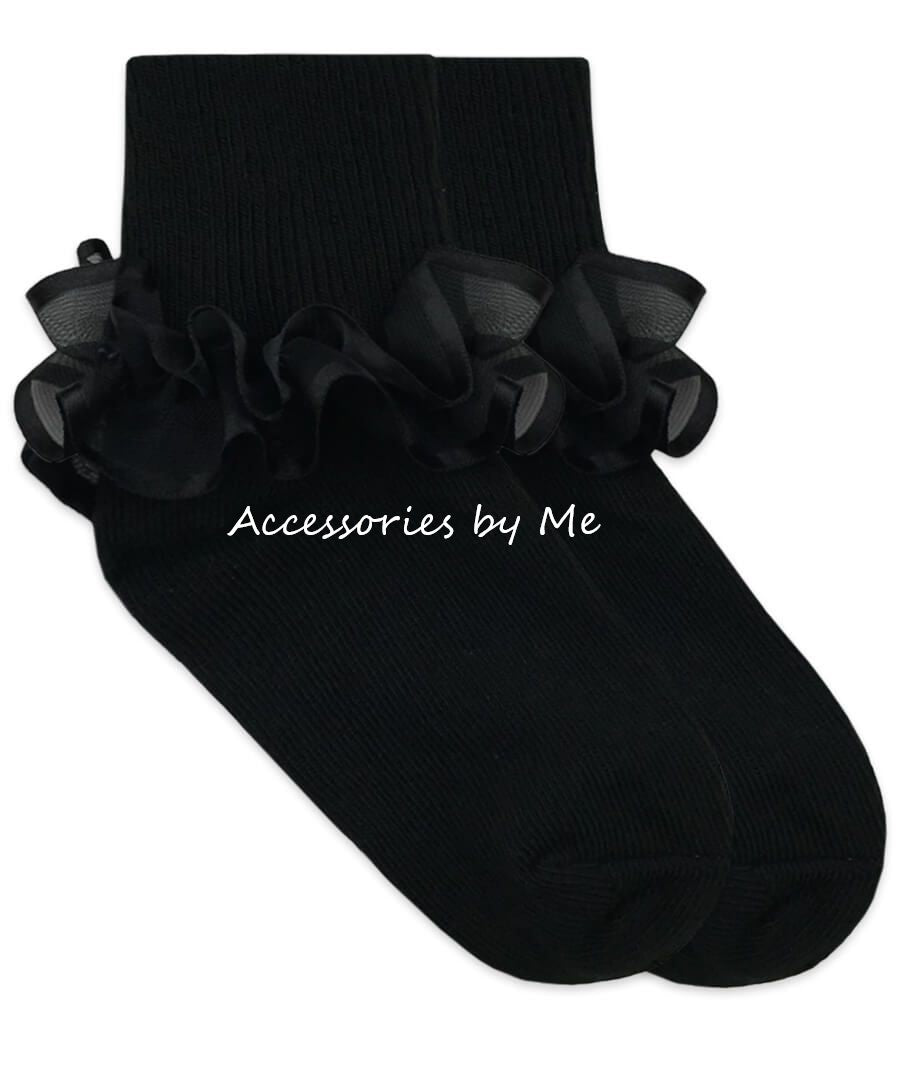 Girls Black Ruffle Socks, Baby Black Ruffle Socks, Pageant Ruffle Sock –  Accessories by Me, LLC