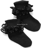 Black Ruffle Trim Socks