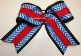 Chevron Blue Black Big Cheer Bow - Accessories by Me