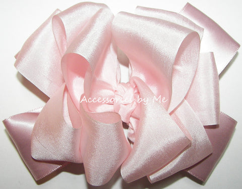 Blush Pale Pink Silk Satin Hair Bow