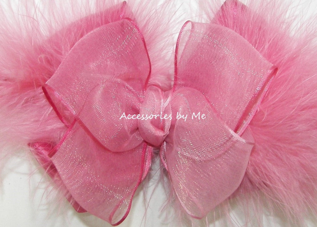 Blush Pink Organza Ombre Marabou Satin Hair Bow