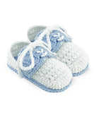 Boys Blue White Crochet Oxford Shoe Booties
